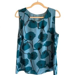 CAbi Floral Blue Sleeveless Top Style 3268 Size M